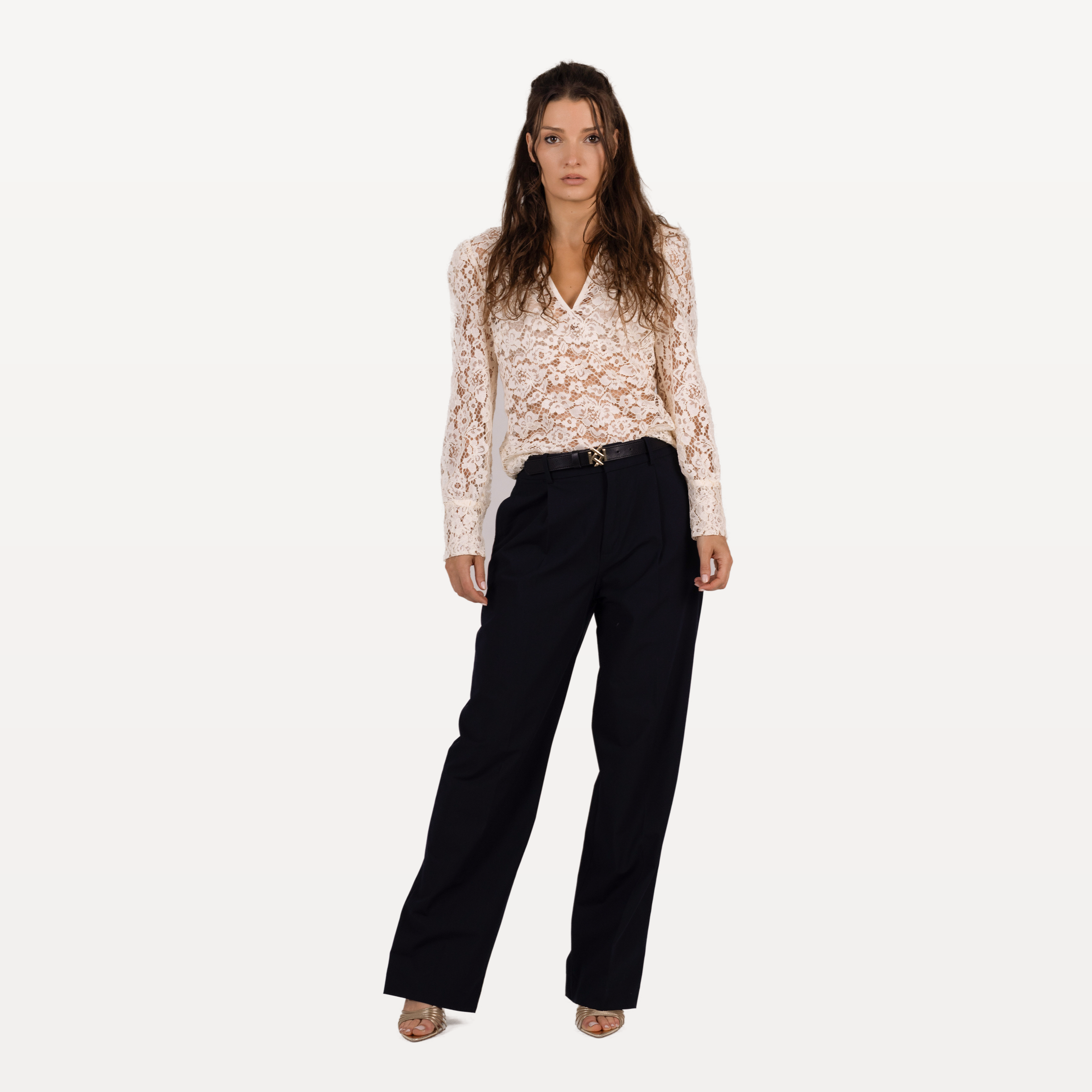 Chemisier Fergana écru - look pantalon 2 - face