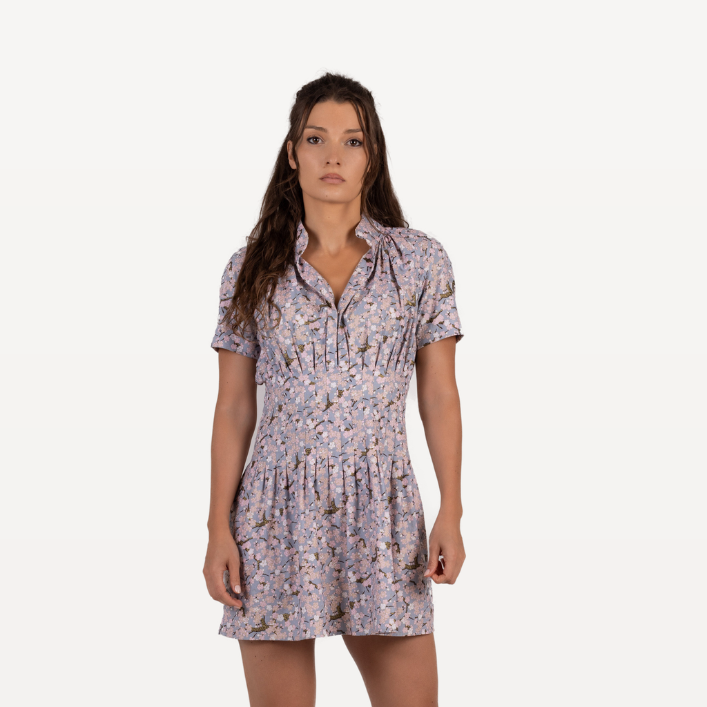 Robe Almaty Summer gris rose floral - genou