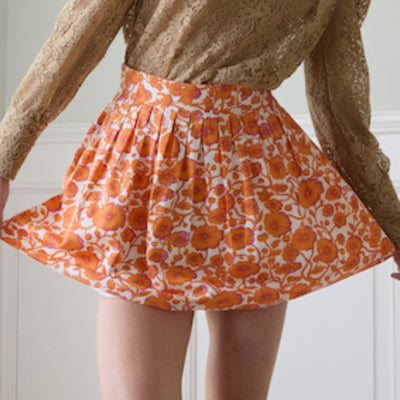 Jupe Nara imprimé fleurs oranges