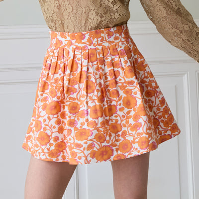 Jupe Nara imprimé fleurs oranges