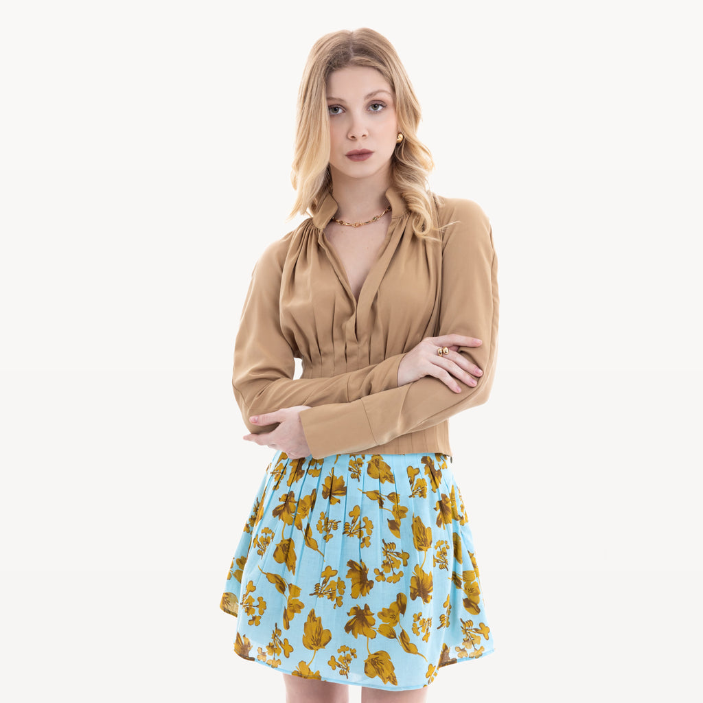 Jupe Nara turquoise imprimé fleurs jaunes - photo 6660