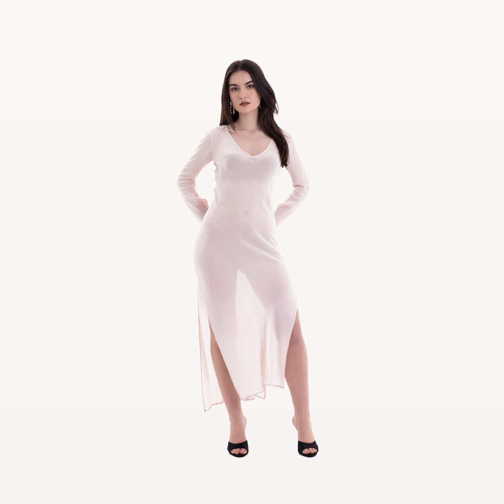Robe longue rose poudré - photo 7075