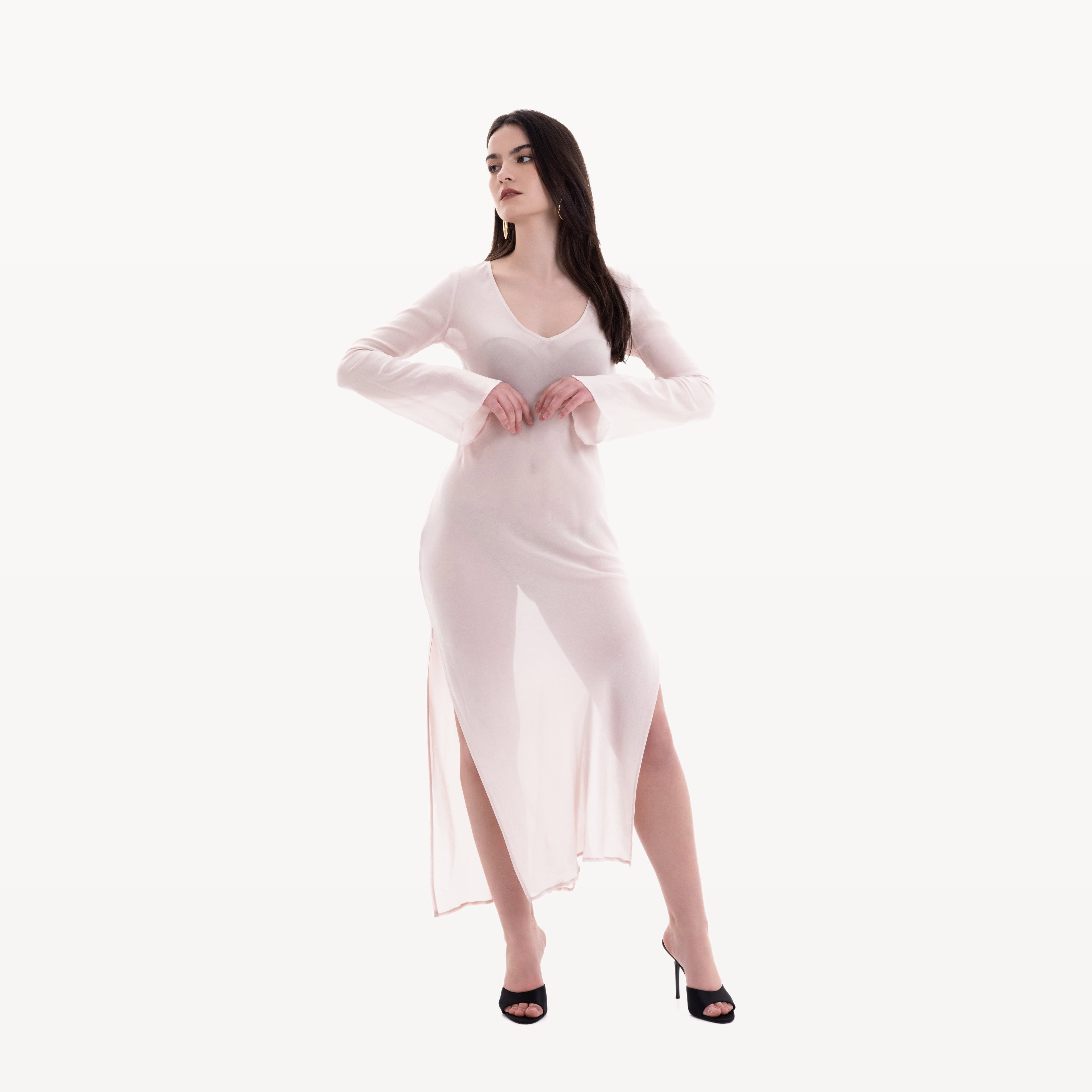 Robe longue rose poudré - photo 7078