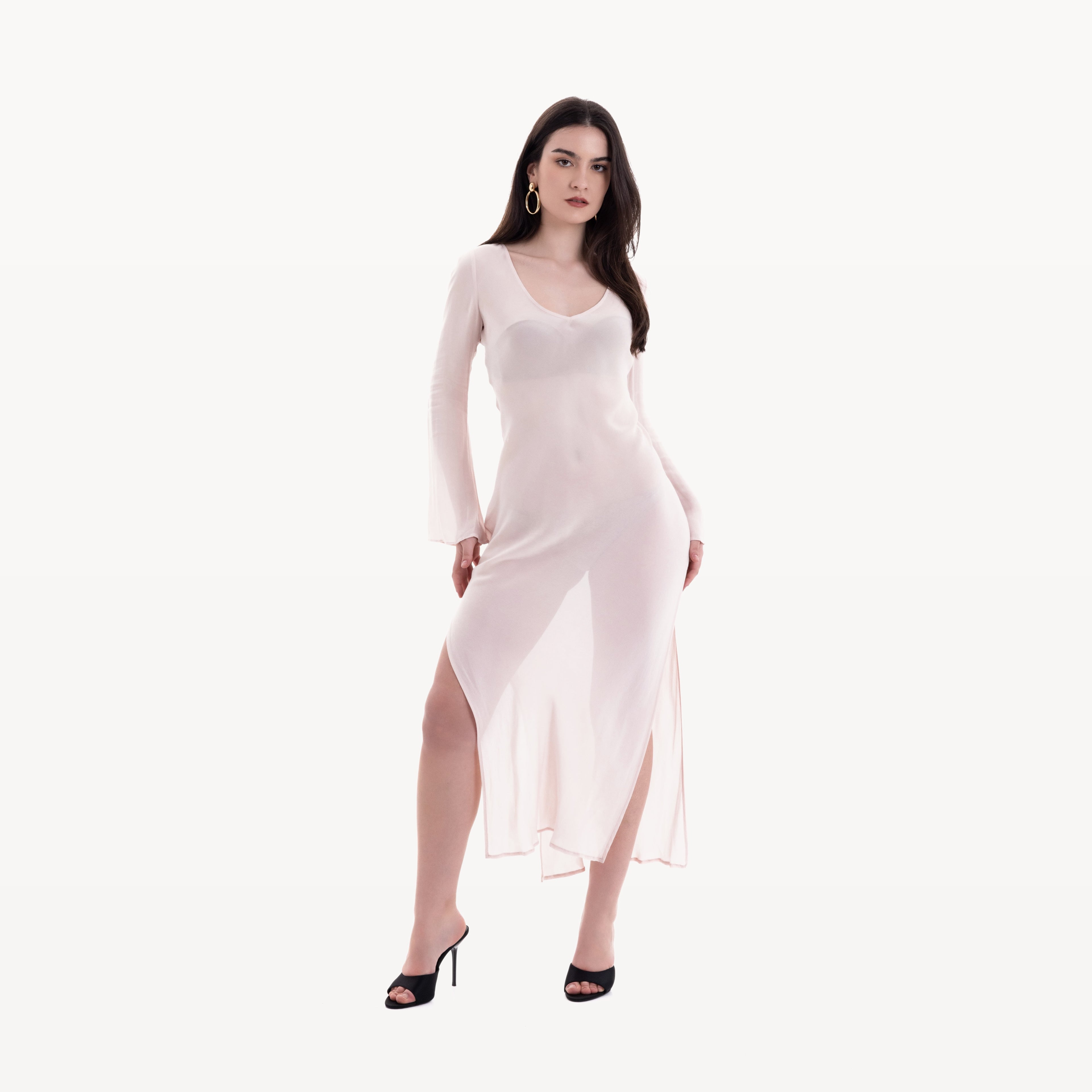 Robe longue rose poudré - photo 7080