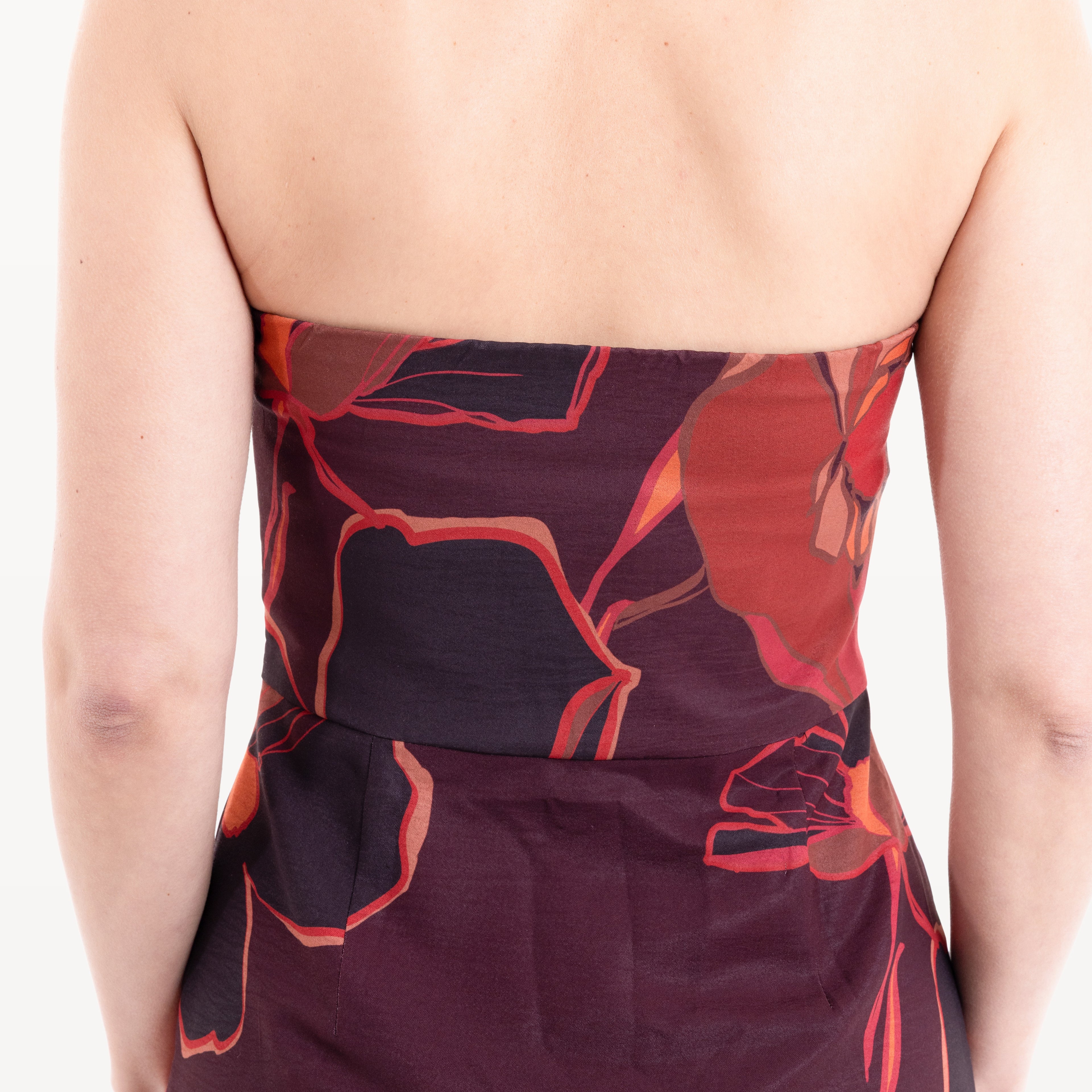 Robe longue rouge floral à volants - photo 6173