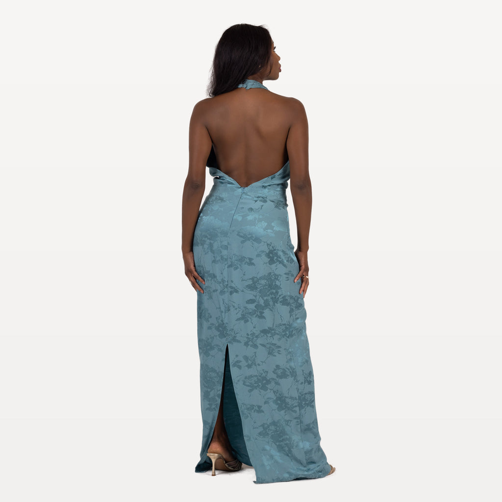 Robe longue turquoise - dos