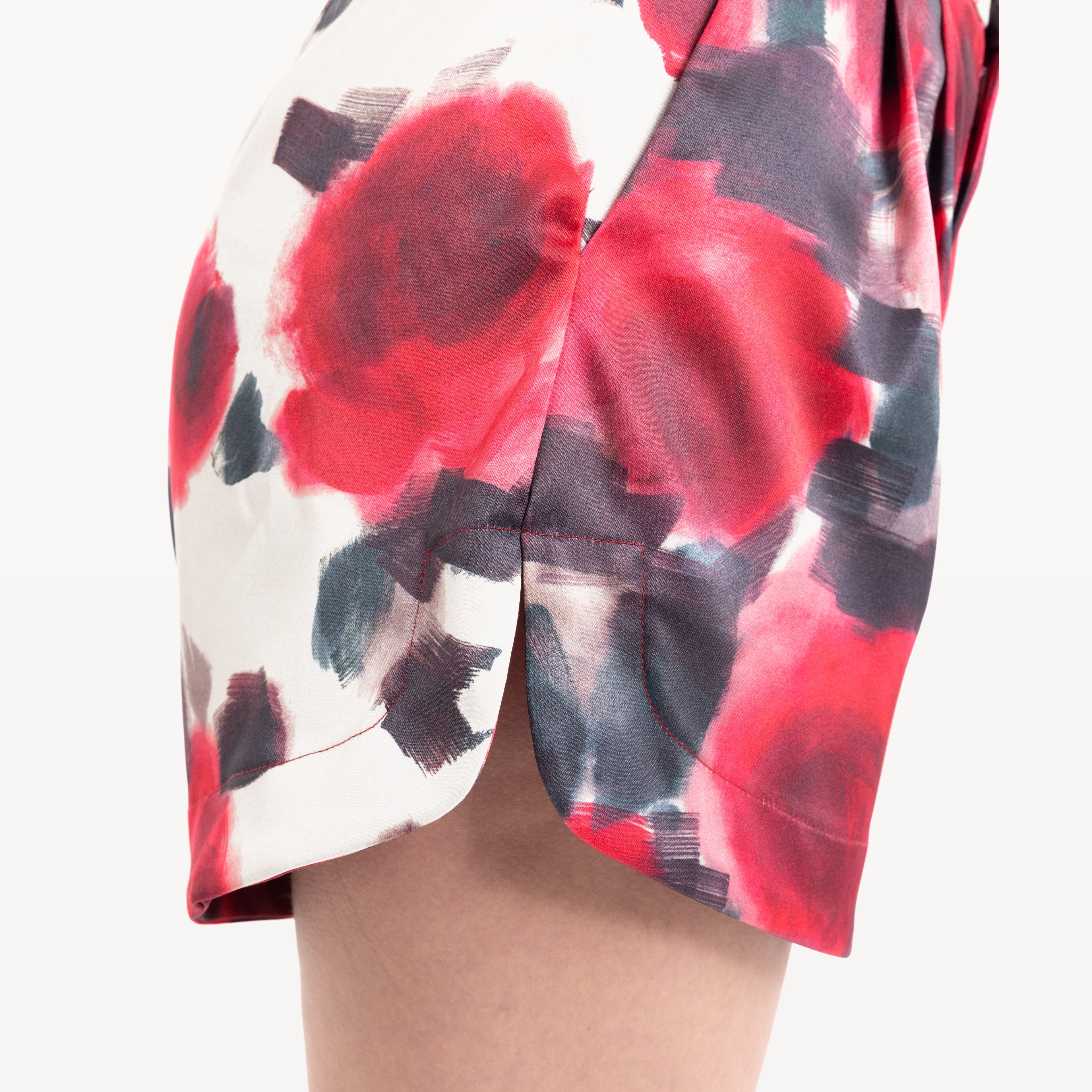 Short à fleurs rouges - detail face short