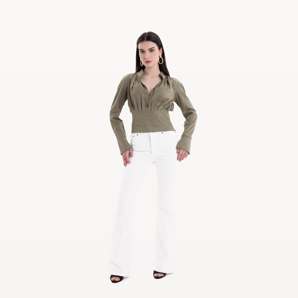 Top Magas vert - face look